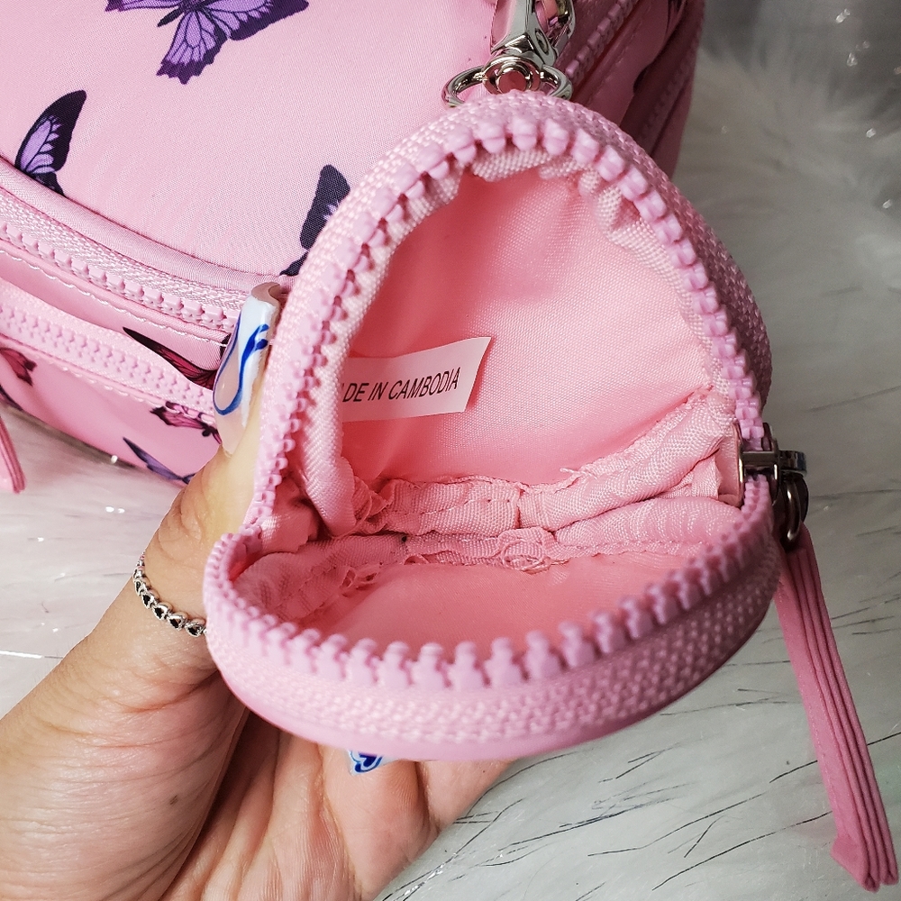 MADDEN GIRL pink butterfly nylon cosmetic bag - Picture 5 of 6